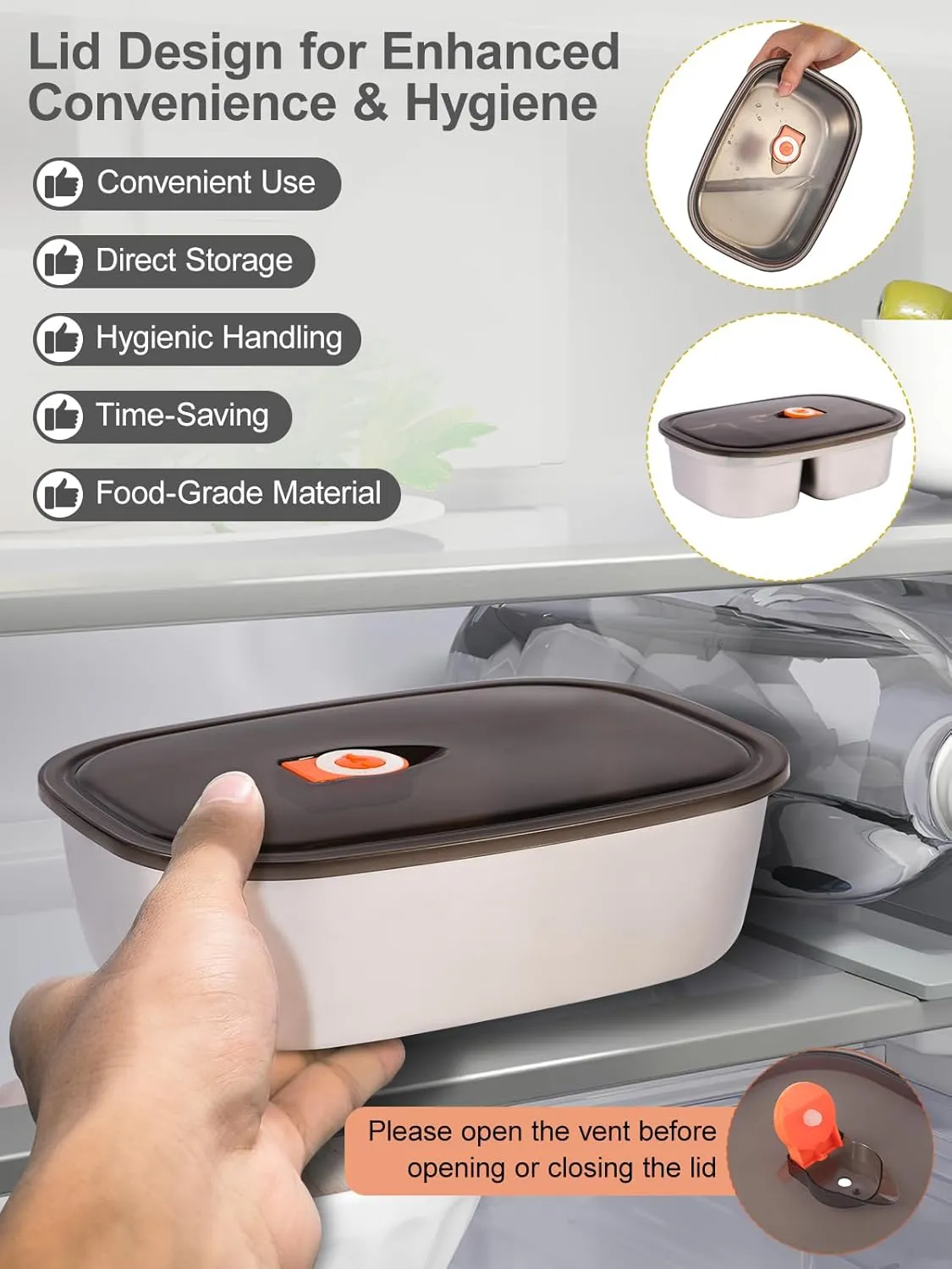 Heated Lunch Box, 80W Electric Lunch Box with Two 1.5L Stainless Steel Interchangeable Containers and Lids, 12V/24V/110V Food Warmer with Utensils and Insulated Bag for Car/Truck/Office (White)