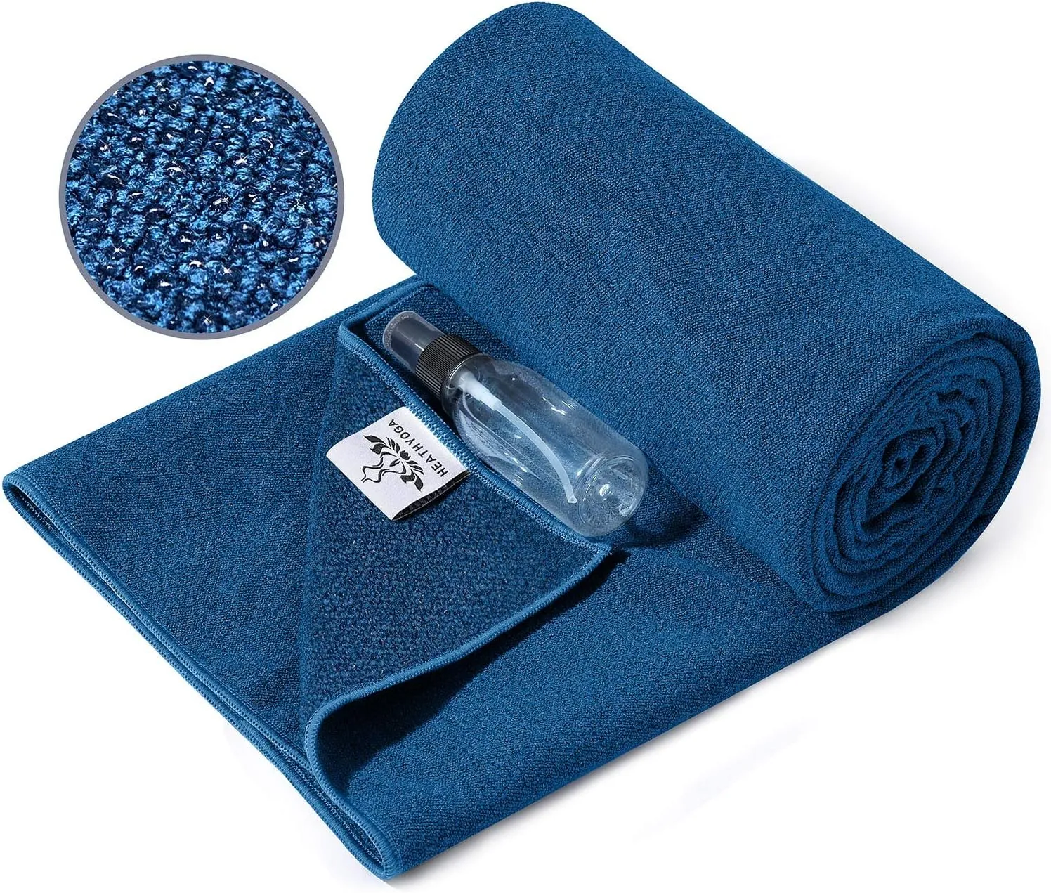 Heathyoga Hot Yoga Towel, Non Slip Yoga Mat Towel with Silicone Grip & Spray Bottle, 72"X26" Yoga Towel, Soft Microfiber Yoga Mat Towel for Hot Yoga, Bikram, Pilates and Fitness
