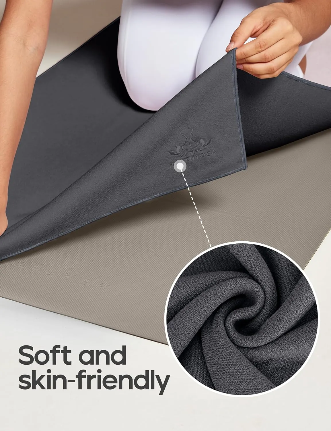 Heathyoga Hot Yoga Towel, Non Slip Yoga Mat Towel with Silicone Grip & Spray Bottle, 72"X26" Yoga Towel, Soft Microfiber Yoga Mat Towel for Hot Yoga, Bikram, Pilates and Fitness