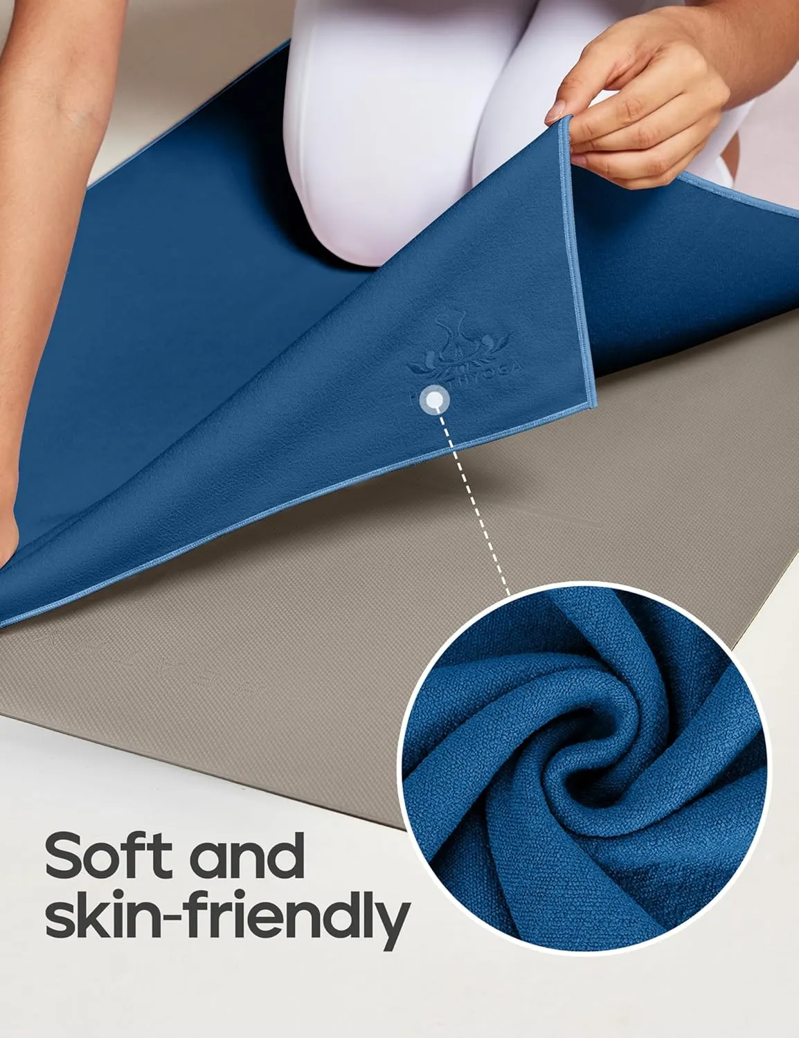 Heathyoga Hot Yoga Towel, Non Slip Yoga Mat Towel with Silicone Grip & Spray Bottle, 72"X26" Yoga Towel, Soft Microfiber Yoga Mat Towel for Hot Yoga, Bikram, Pilates and Fitness