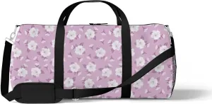 Hibiscus Flower Purple Sports Duffel Bag Travel Gym Tote Bags Lightweight Durable Shoulder Strap Waterproof Polyester Outside Mesh Pocket Overnight Trip Duffel Bag for Women Men