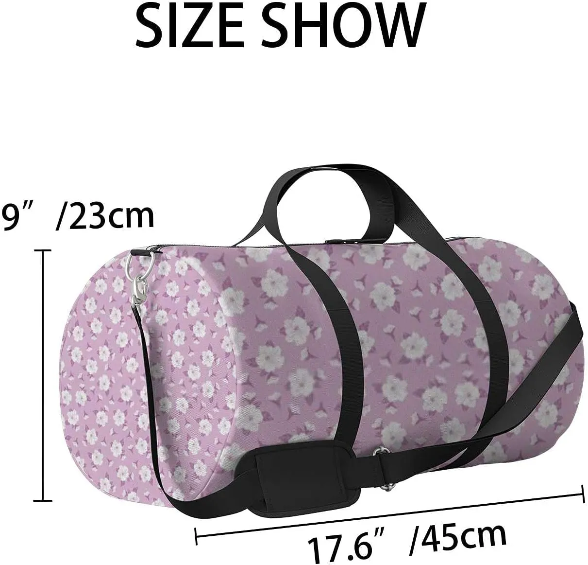 Hibiscus Flower Purple Sports Duffel Bag Travel Gym Tote Bags Lightweight Durable Shoulder Strap Waterproof Polyester Outside Mesh Pocket Overnight Trip Duffel Bag for Women Men