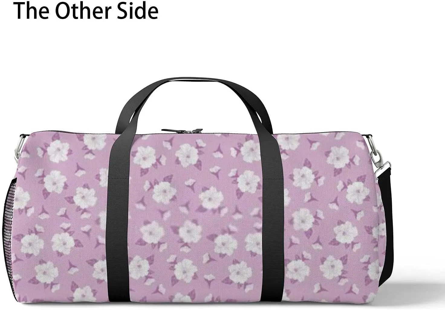 Hibiscus Flower Purple Sports Duffel Bag Travel Gym Tote Bags Lightweight Durable Shoulder Strap Waterproof Polyester Outside Mesh Pocket Overnight Trip Duffel Bag for Women Men