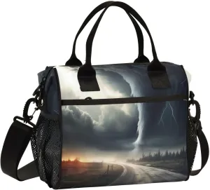 Highway Tornado Lunch Bag Reusable Insulated Lunch Box Cooler Tote Removable Shoulder Strap Meal Picnic Bags for Outdoor Travel Office Work Medium