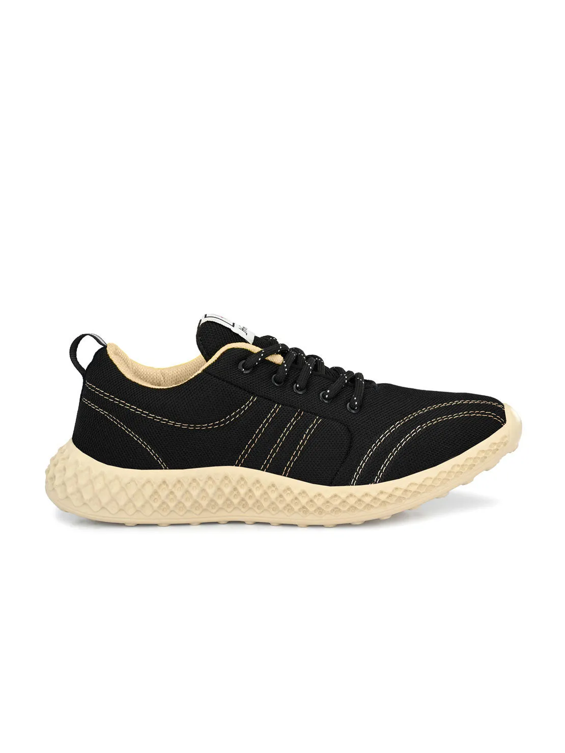 Hirolas® Men's Black Mesh Running/Walking/Gym Lace Up Sport Shoes (HRL2022BLK)