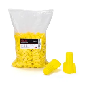 HKS 500 PCS Yellow Wire Nuts - AWG 20-10 Winged Electrical Wire End Connectors - Twist-On Screw Caps Insulated Insertion with Spring Portable & Quick to Connect