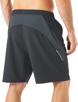 HMIYA Men's Casual Sports Quick Dry Workout Running or Gym Training Short with Zipper Pockets