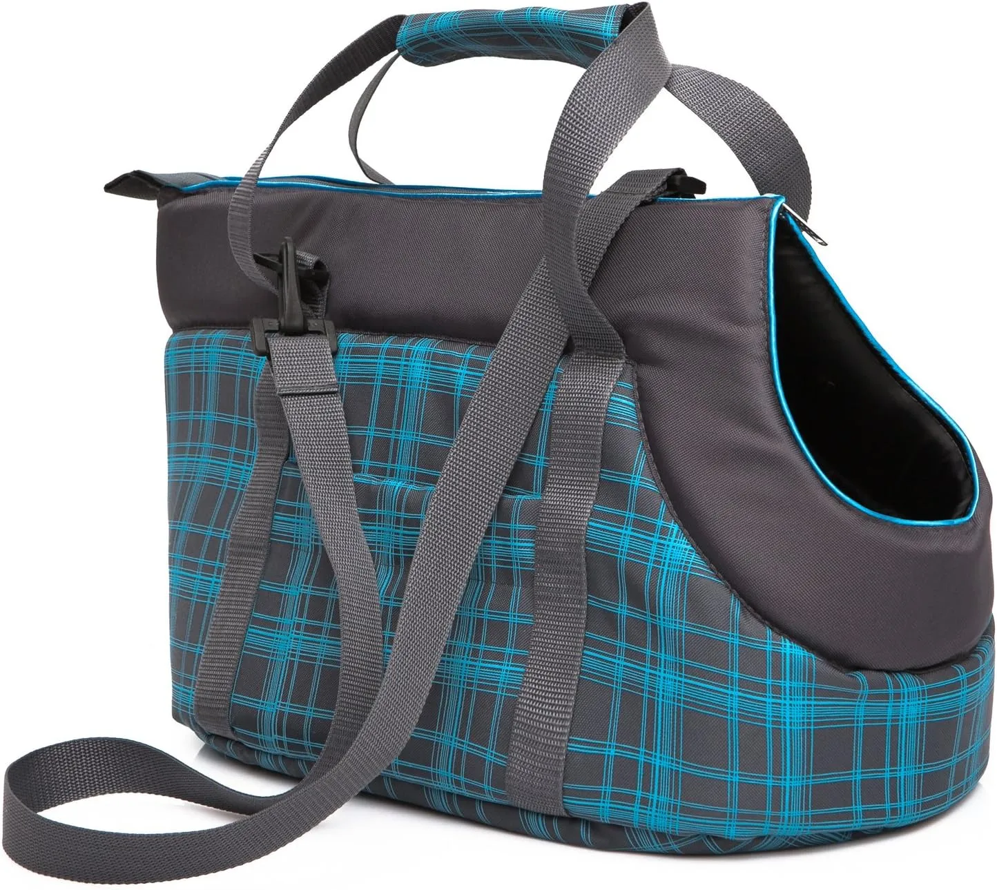 HOBBYDOG R2 TORGNK13 Transport Bag R2 25 x 50 cm Graphite with Blue Grid, M, Grey, 350 g