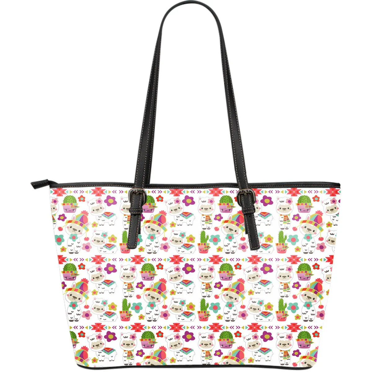 Holiday Llama Large Leather Tote Bag