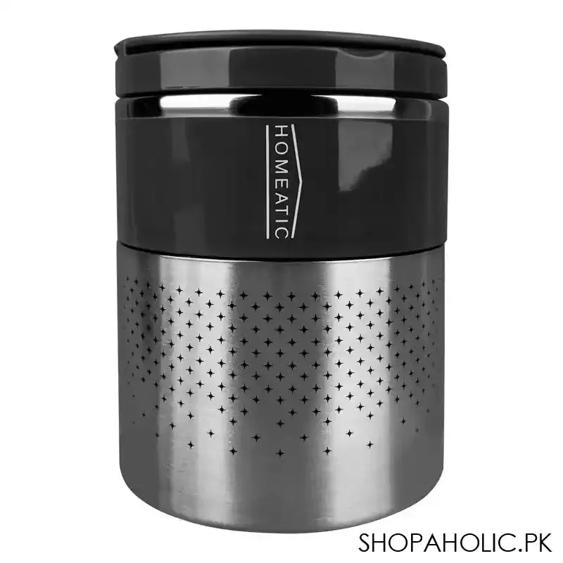 Homeatic Stainless Steel Office Lunch Box, Two Vacuum Insulated Layers, 1500ml Capacity, Grey, HMT-009