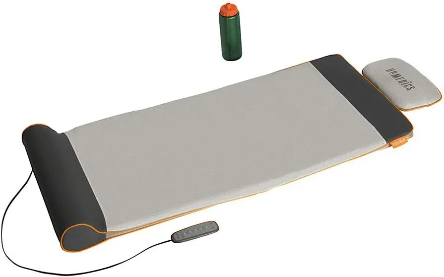 Homedics Yoga Fitness Back and Lumbar Stretching Mat with Air Compression and 3 Levels of Intensisty, Silver