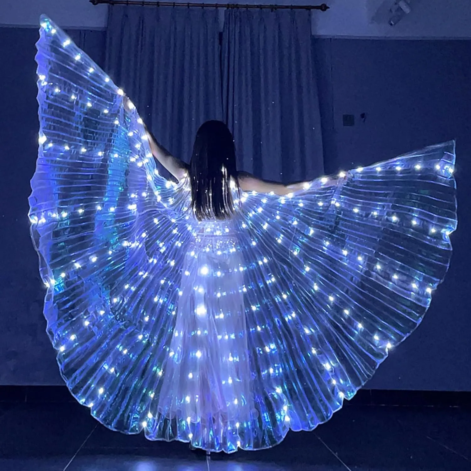 HOTBEST LED Isis Wings, Belly Dance Wings, Light Up Colorful LED Butterfly Wings, Glow Angel Dance Wings with Telescopic Stick, Adults Child Performance Clothing for Carnival Christmas