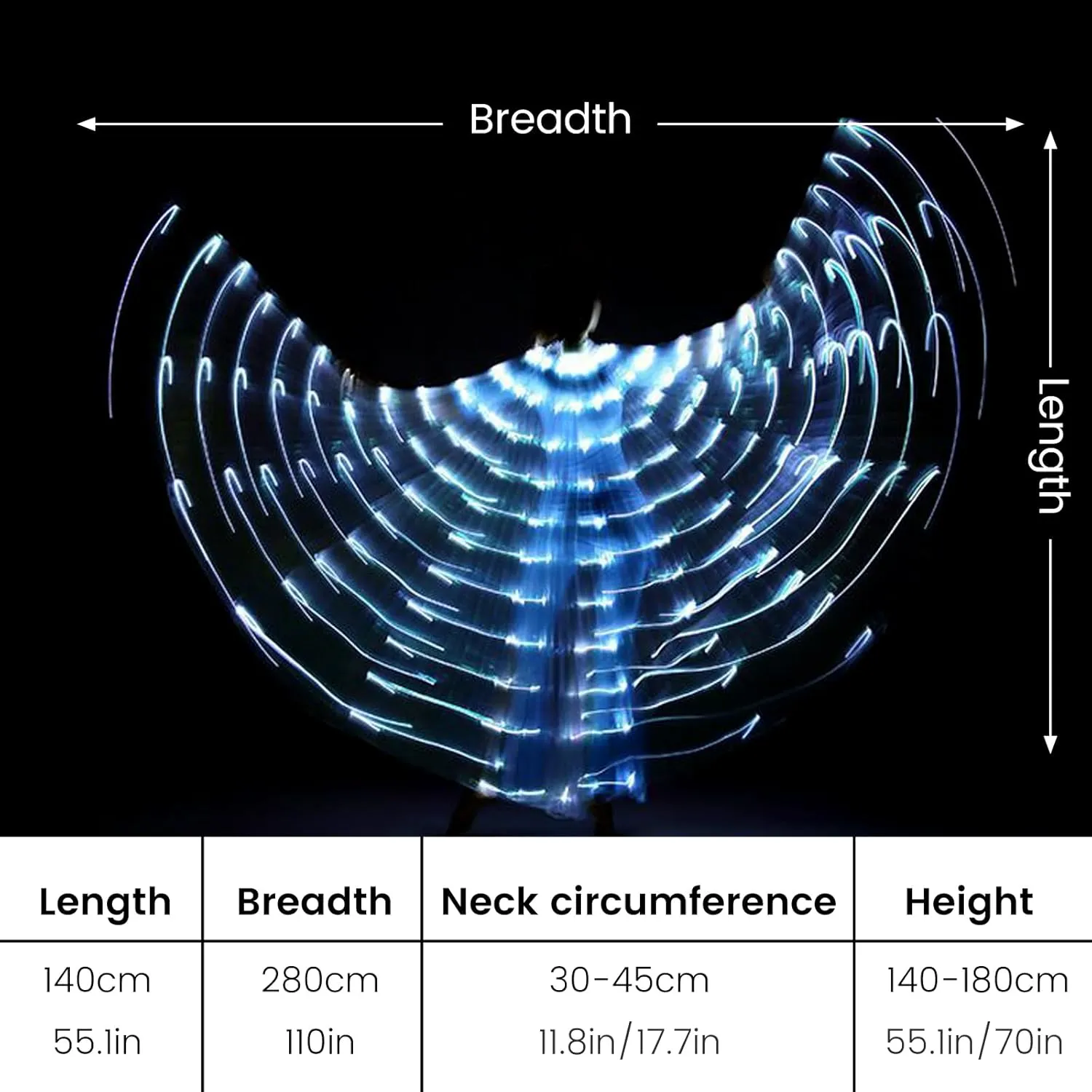 HOTBEST LED Isis Wings, Belly Dance Wings, Light Up Colorful LED Butterfly Wings, Glow Angel Dance Wings with Telescopic Stick, Adults Child Performance Clothing for Carnival Christmas