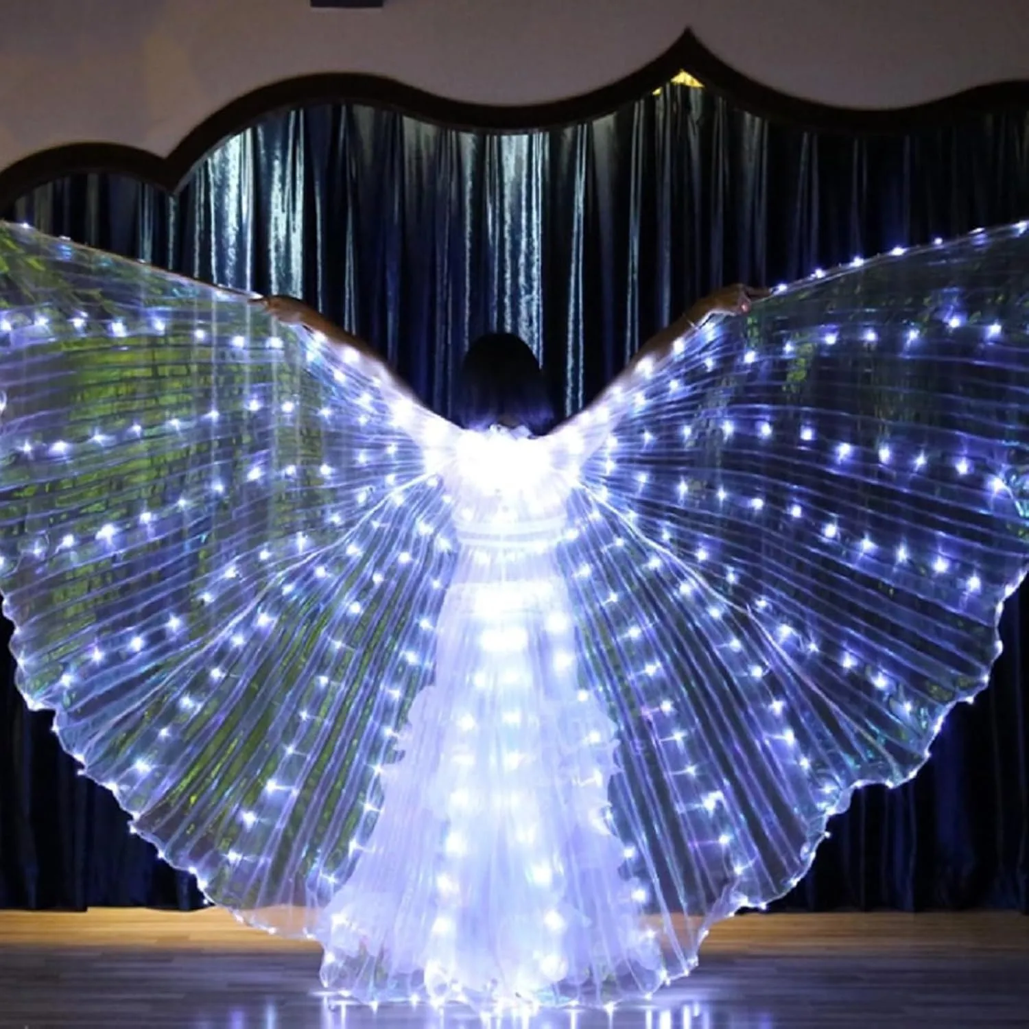 HOTBEST LED Isis Wings, Belly Dance Wings, Light Up Colorful LED Butterfly Wings, Glow Angel Dance Wings with Telescopic Stick, Adults Child Performance Clothing for Carnival Christmas