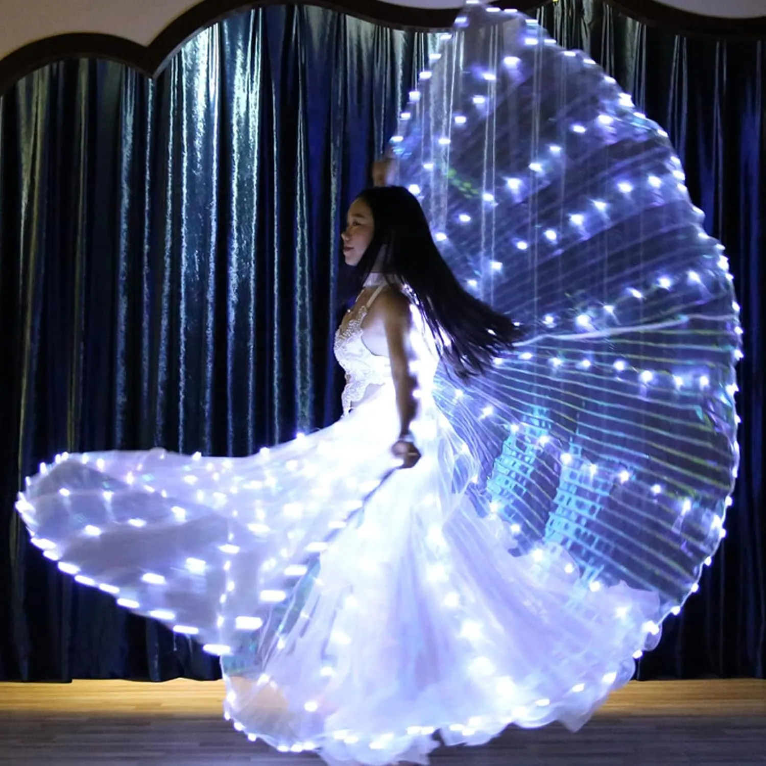 HOTBEST LED Isis Wings, Belly Dance Wings, Light Up Colorful LED Butterfly Wings, Glow Angel Dance Wings with Telescopic Stick, Adults Child Performance Clothing for Carnival Christmas