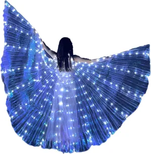 HOTBEST LED Isis Wings, Belly Dance Wings, Light Up Colorful LED Butterfly Wings, Glow Angel Dance Wings with Telescopic Stick, Adults Child Performance Clothing for Carnival Christmas