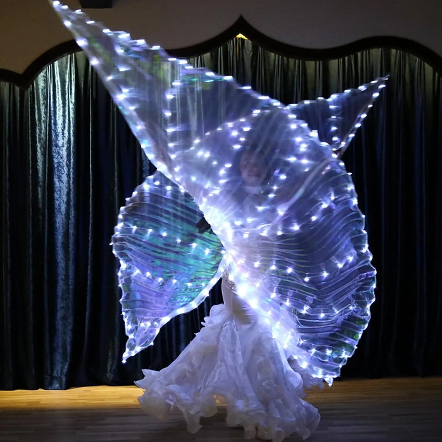HOTBEST LED Isis Wings, Belly Dance Wings, Light Up Colorful LED Butterfly Wings, Glow Angel Dance Wings with Telescopic Stick, Adults Child Performance Clothing for Carnival Christmas