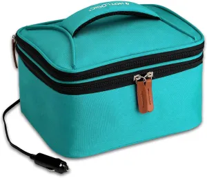 HOTLOGIC Mini XP Portable Electric Lunch Box Food Heater - Expandable Food Warmer Tote and Heated Lunchbox for Adults Work/Car/Home - Easily Cook, Reheat, and Keep Your Food Warm - TEAL - 120V