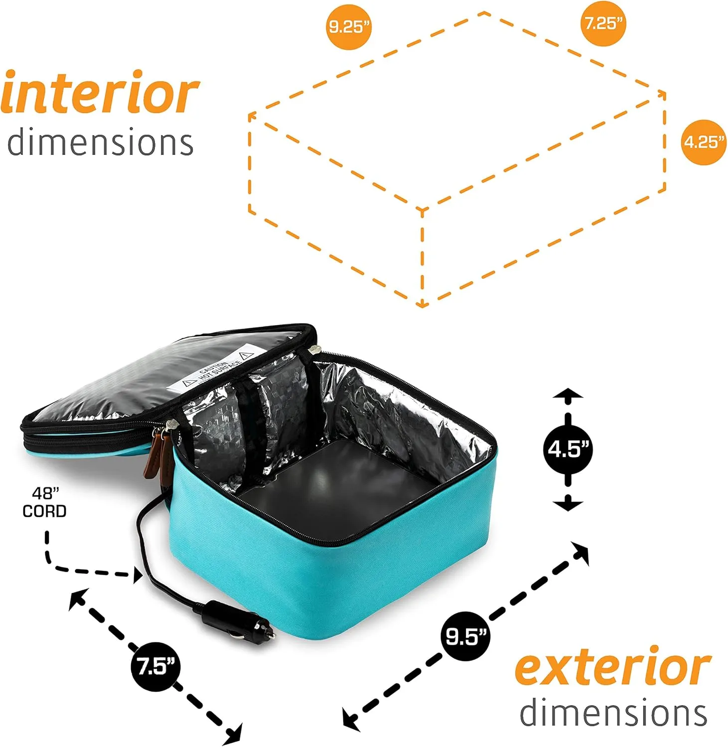 HOTLOGIC Mini XP Portable Electric Lunch Box Food Heater - Expandable Food Warmer Tote and Heated Lunchbox for Adults Work/Car/Home - Easily Cook, Reheat, and Keep Your Food Warm - TEAL - 120V