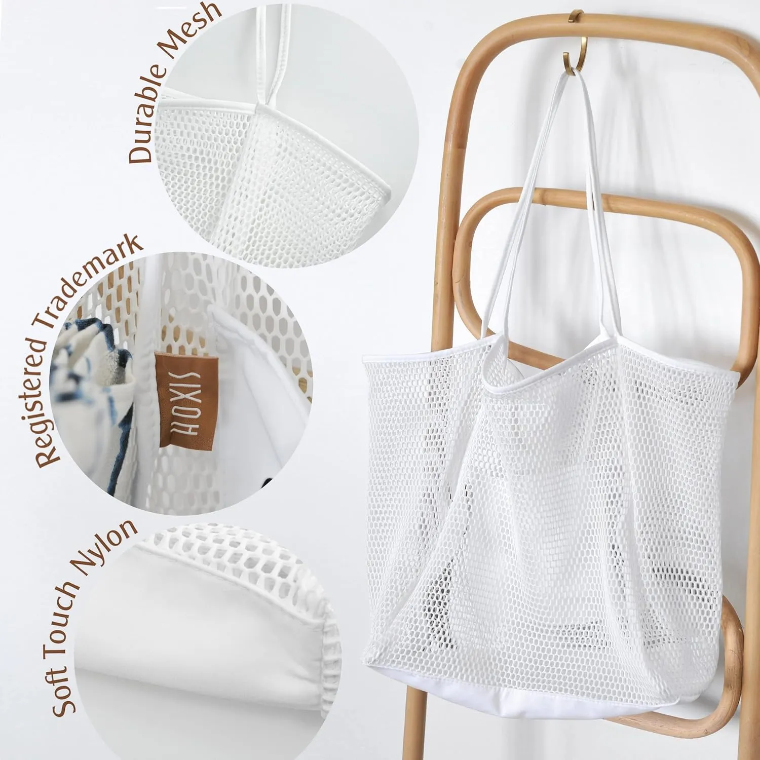 HOXIS Mesh Beach Tote Womens Shoulder Handbag