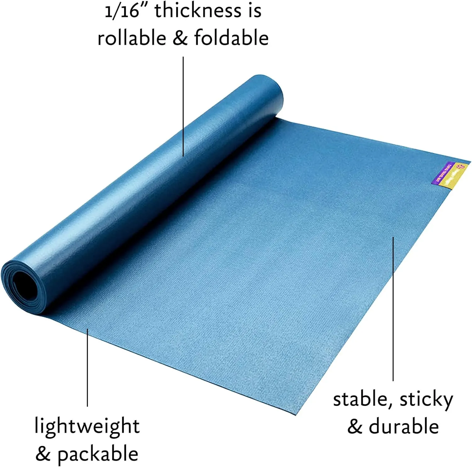 Hugger Mugger Tapas Travel Yoga Mat - Super Portable and Durable, Textured Sticky Surface, May be Folded or Rolled, Packable, Economical
