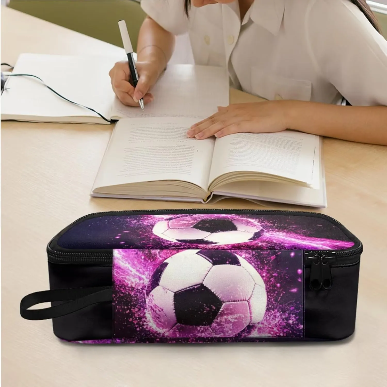 HUGS IDEA 3D Football Backpack for Boys for School Cool Soccer Bookbag and Lunch Box Set for Boys 17 Inch Elementary School Backpack for Kids Lightweight Book Bag for 2nd Grade