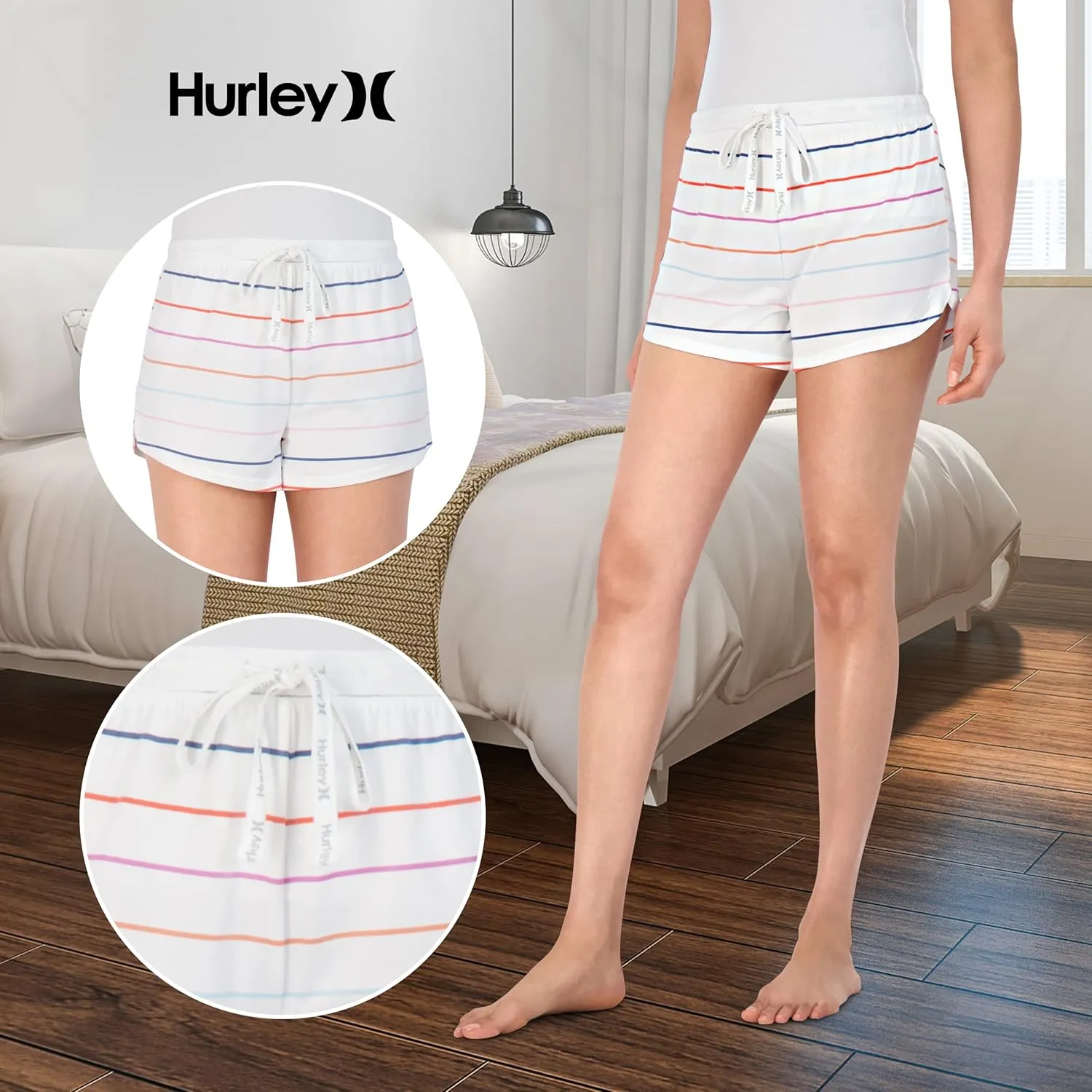 Hurley Pajama Shorts for Women, Hot Summer Shorts for Women Lounge Shorts, Fun Cute Comfy Sleep Shorts for Women 2-Pack