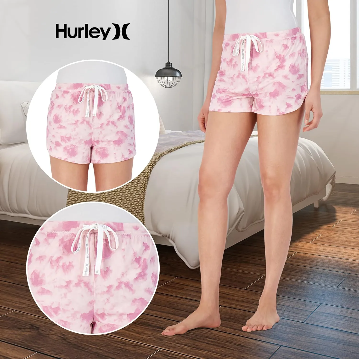 Hurley Pajama Shorts for Women, Hot Summer Shorts for Women Lounge Shorts, Fun Cute Comfy Sleep Shorts for Women 2-Pack