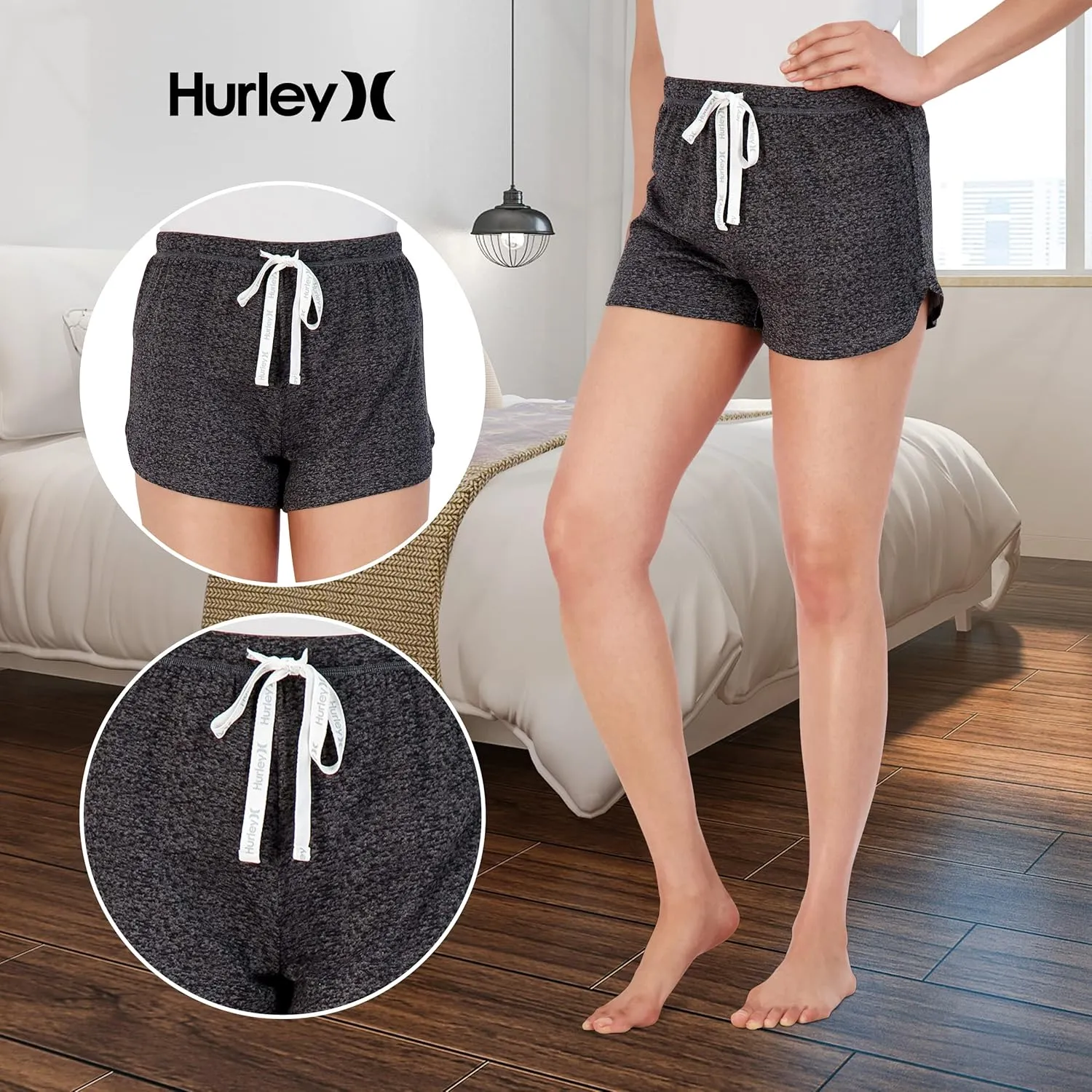Hurley Pajama Shorts for Women, Hot Summer Shorts for Women Lounge Shorts, Fun Cute Comfy Sleep Shorts for Women 2-Pack