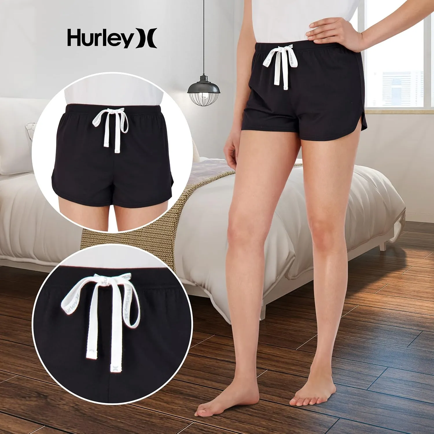 Hurley Pajama Shorts for Women, Hot Summer Shorts for Women Lounge Shorts, Fun Cute Comfy Sleep Shorts for Women 2-Pack
