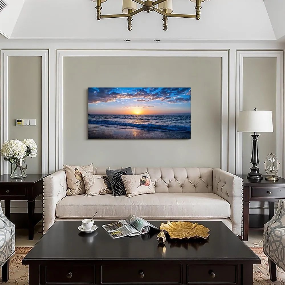 hyidecorart Wall Art Moon Sea blue Ocean Landscape Paintings Bedroom Canvas Art Print wall art for living room Paintings for Wall Decor and Home Decor (20 x 40inch x 1pcs)