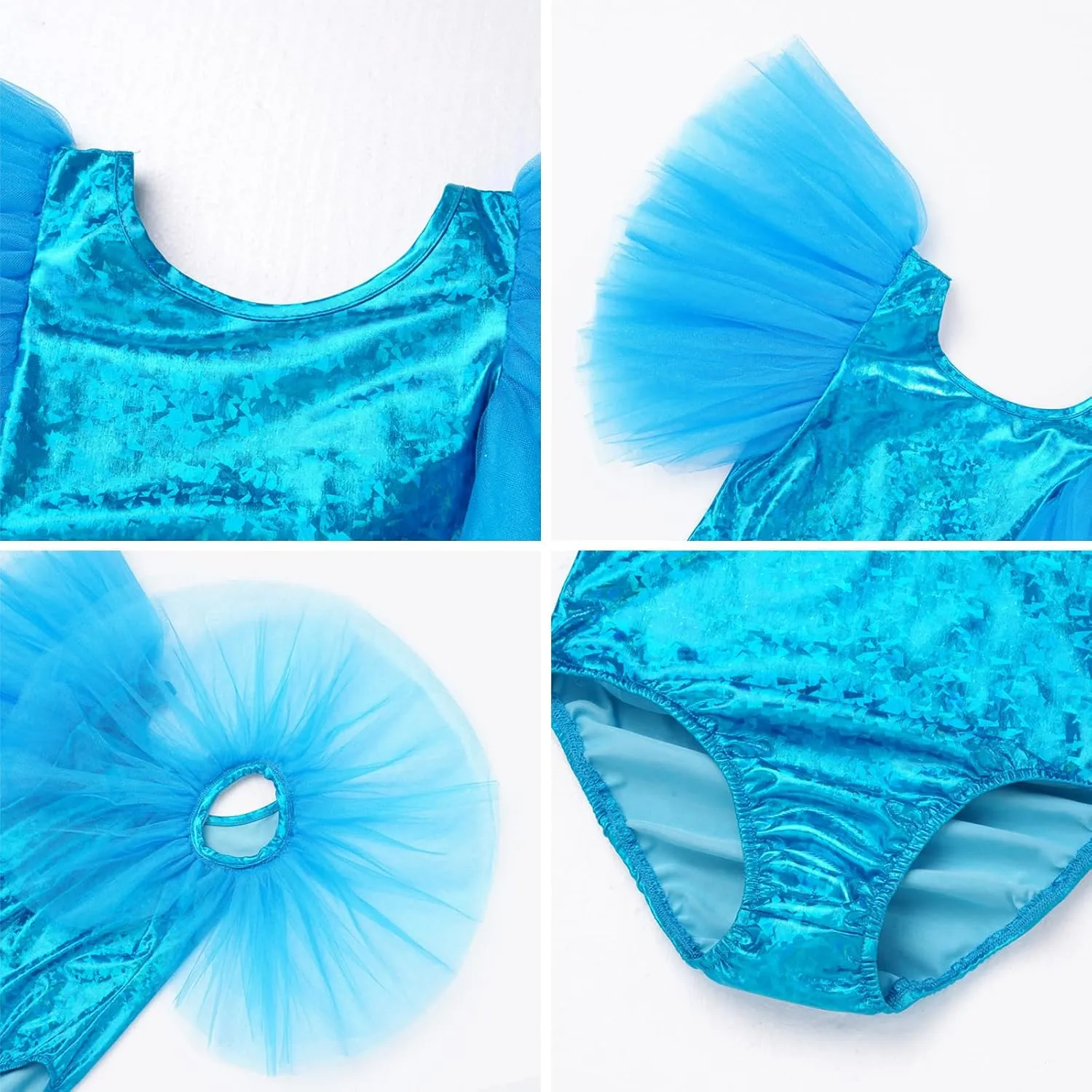 IBAKOM Ballet Leotard for Girls Metallic Flutter Sleeve Halloween Dance Outfit Gymnastics Leotards Kid Xmas Acrobat Costume