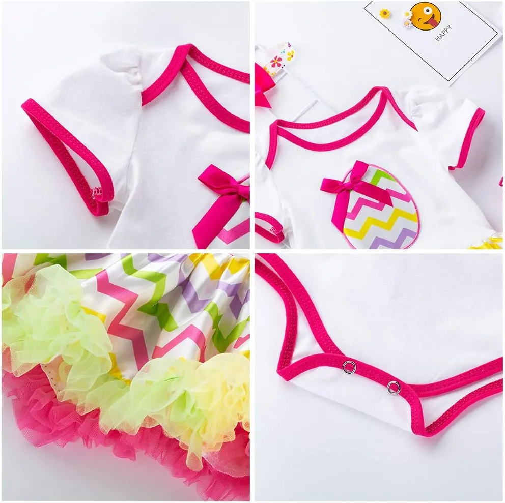 IBTOM CASTLE 3pcs/4pcs Baby Girls 1st Easter Bunny Tutu Dress Headband Leggings Shoes Outfits Bodysuit Princess Costume