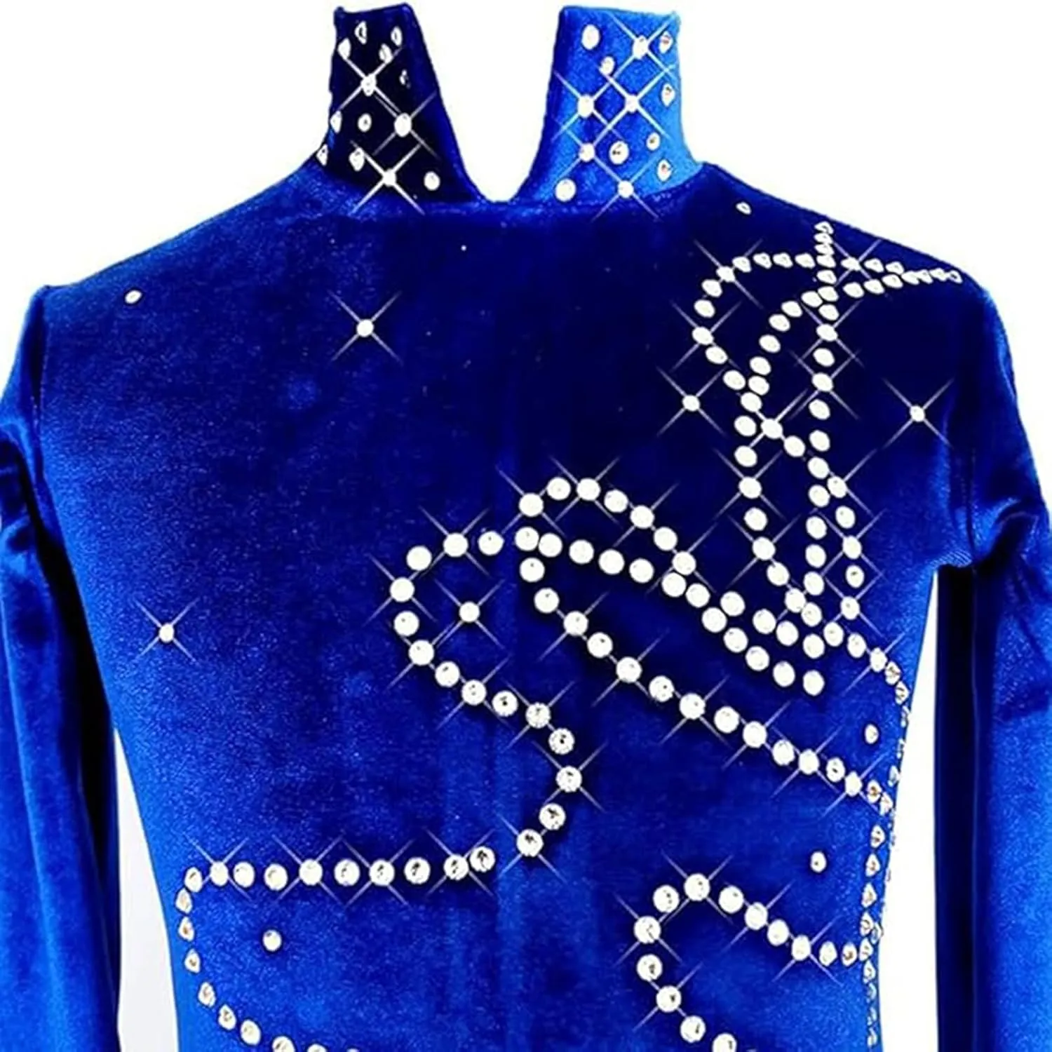 Ice Figure Skating Dress Girls Blue Velvet Skirts Children Dance Costumes Kids