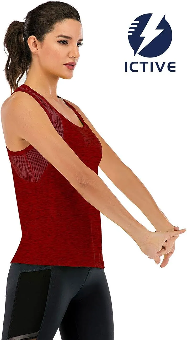 ICTIVE Workout Tank Tops for Women Loose Fit Yoga Mesh Racerback Open Back Muscle Shirts