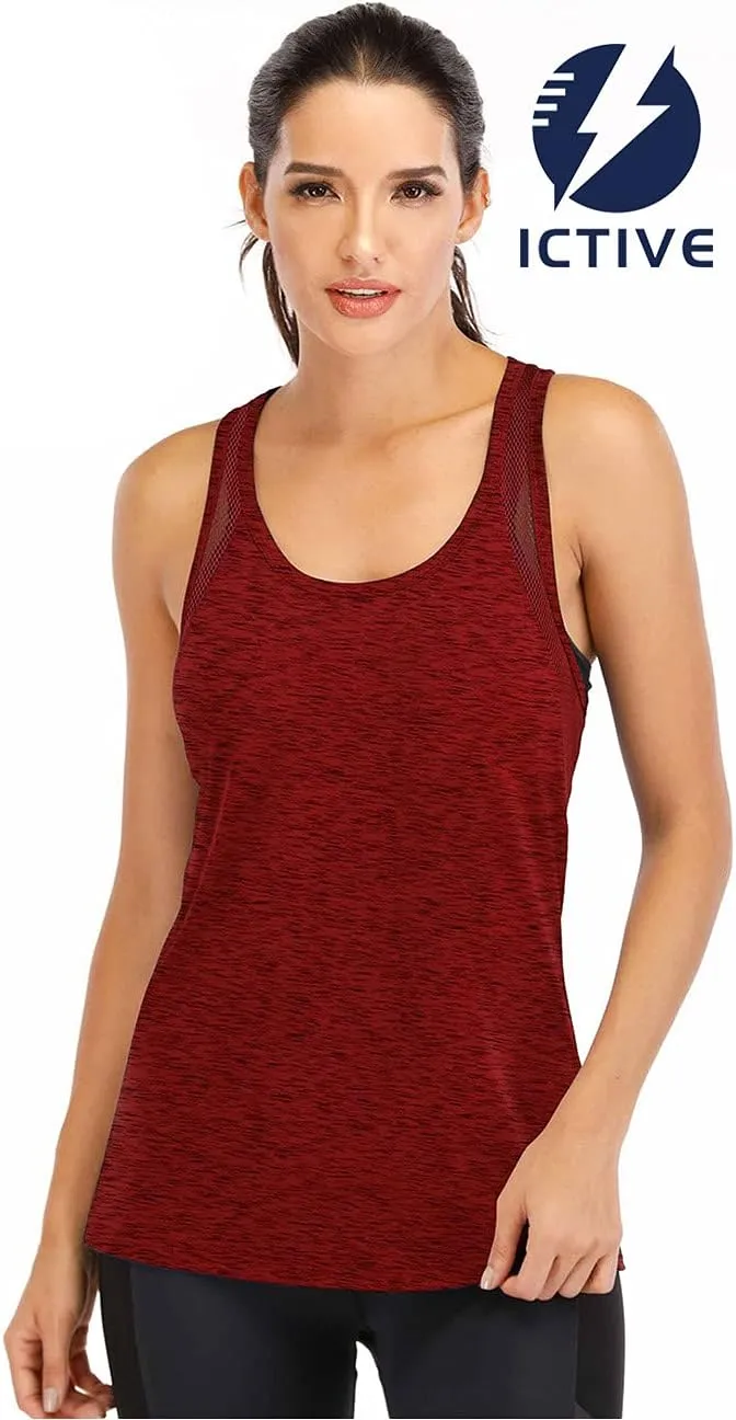 ICTIVE Workout Tank Tops for Women Loose Fit Yoga Mesh Racerback Open Back Muscle Shirts