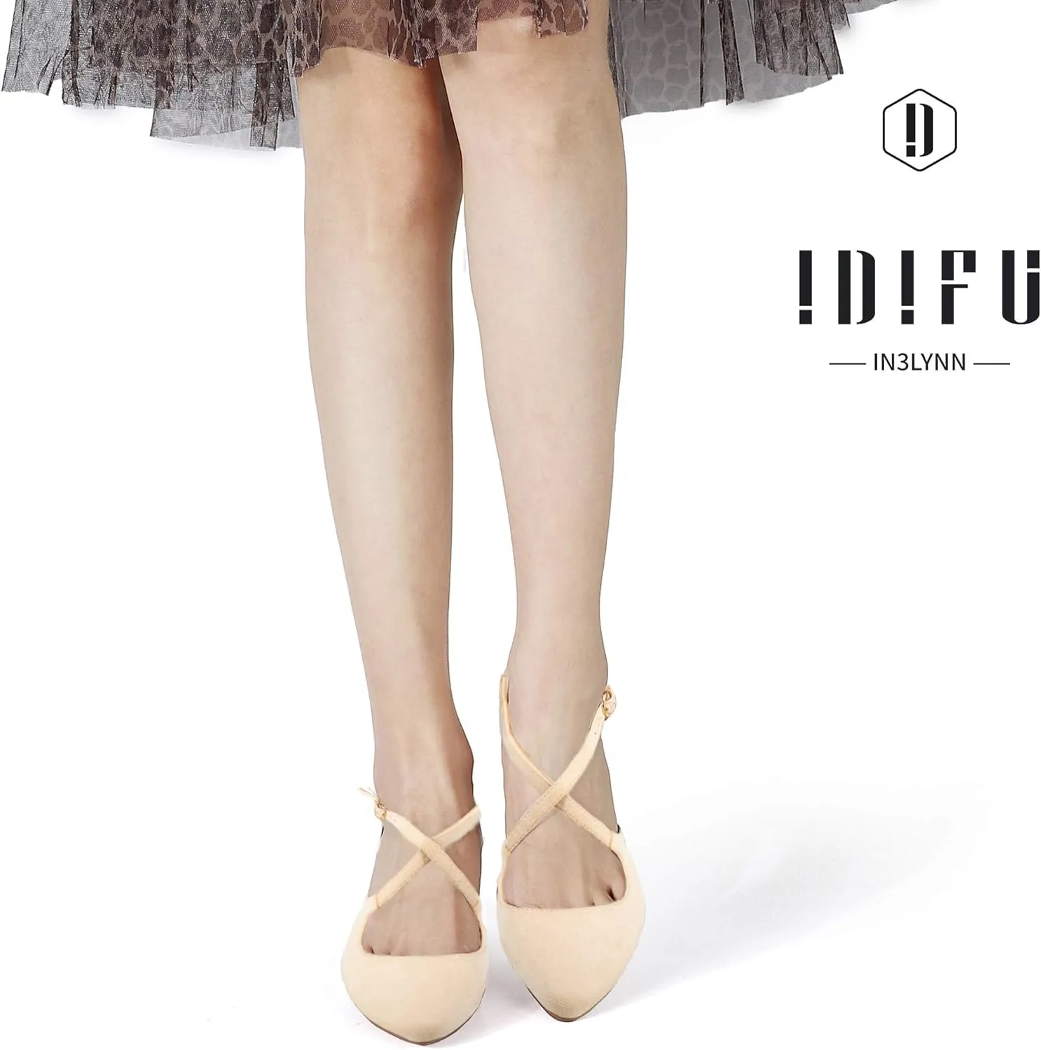 IDIFU Women's Lynn Dress Low Heeled Pumps Closed Pointed Toe Block Chunky Heel Cross Strap Wedding Bridal Party Office Shoes