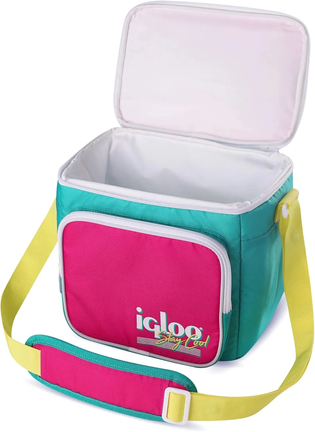 Igloo Retro 90s Lunch Coolers, Insulated Lunch Bag, Square Lunch Box Cooler with Front Pocket & Adjustable Strap