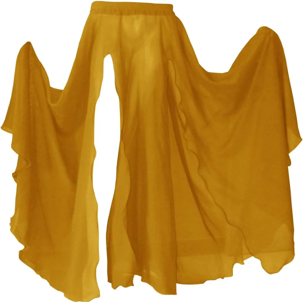 Indian Trendy Women's Full/Ankle Length 2 Front Slit Chiffon Skirt Full Circle Swing Belly Dance 9 Yard