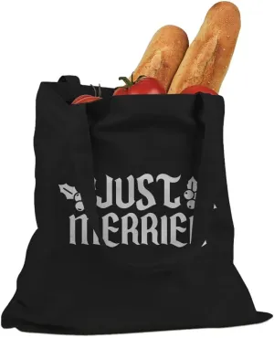 Indica Plateau Just Merried Christmas Holly Cotton Canvas Tote Bag