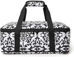 Insulated Casserole Carrier Fit 9"x13" Lasagna Baking Dish Pan for Hot or Cold Food Transport,Portable Reusable Lunch Warmer Tote Bag for Gathering,Camping/Office,Cookouts,Potluck Parties-Black