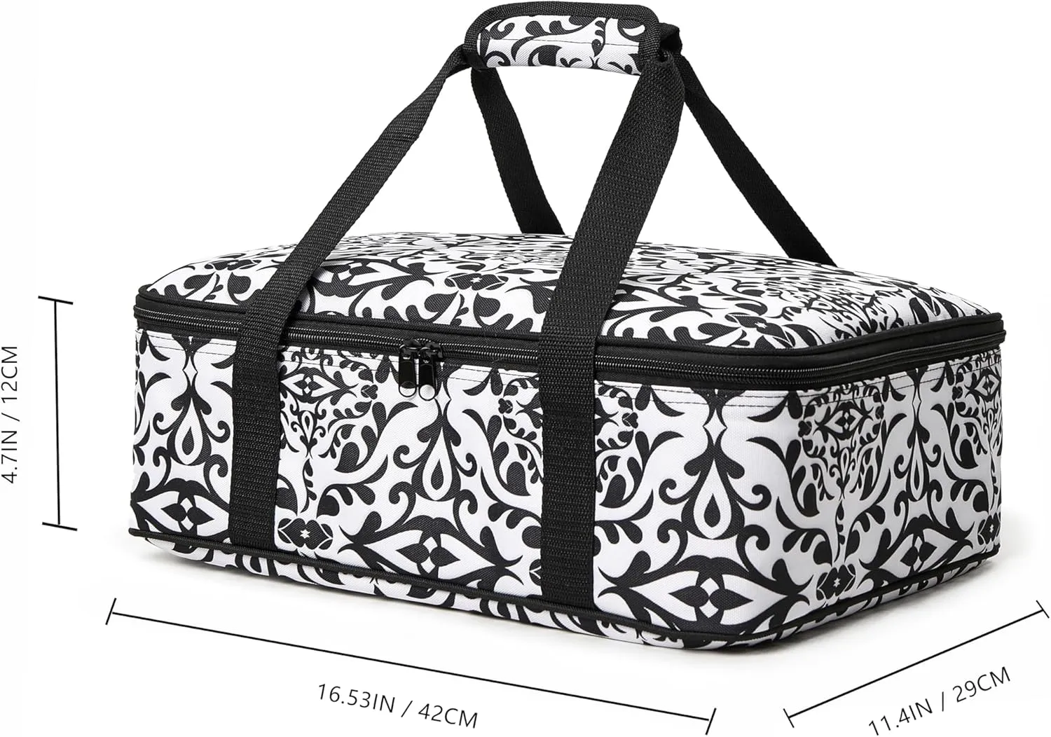 Insulated Casserole Carrier Fit 9"x13" Lasagna Baking Dish Pan for Hot or Cold Food Transport,Portable Reusable Lunch Warmer Tote Bag for Gathering,Camping/Office,Cookouts,Potluck Parties-Black