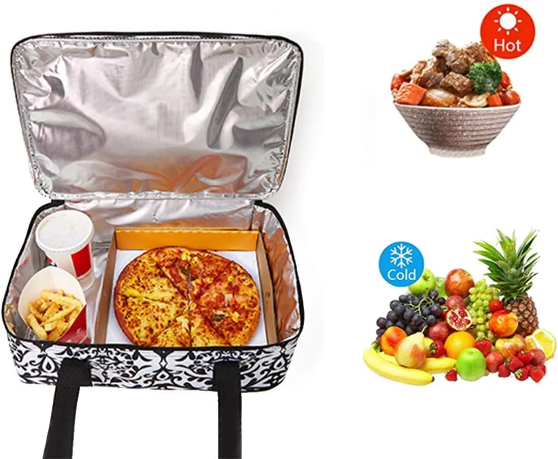 Insulated Casserole Carrier Fit 9"x13" Lasagna Baking Dish Pan for Hot or Cold Food Transport,Portable Reusable Lunch Warmer Tote Bag for Gathering,Camping/Office,Cookouts,Potluck Parties-Black