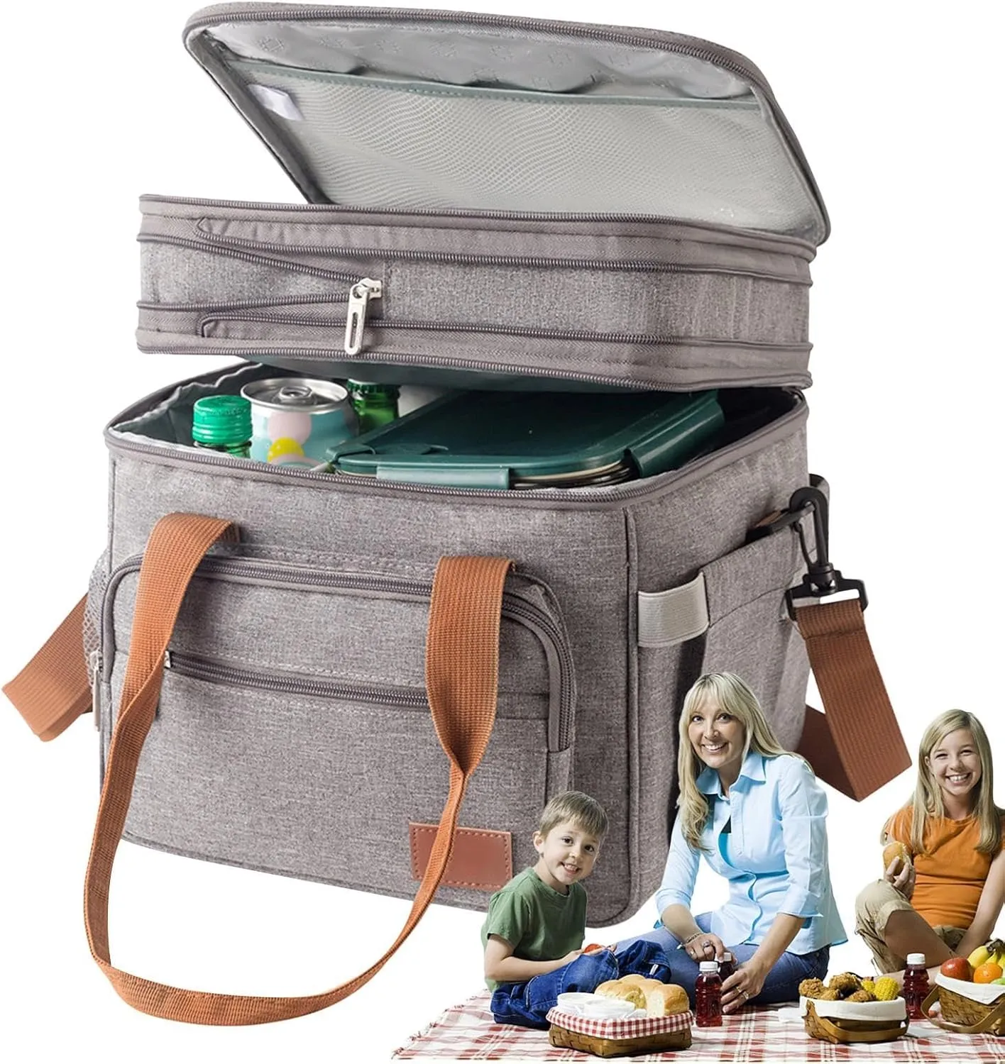 Insulated Cooler Bag,Waterproof Lunch Box - Insulated Soft Cooler Large Foldable Cooler Bag, Lunch Coolers for Picnic, Beach, Work, Trip, 18L