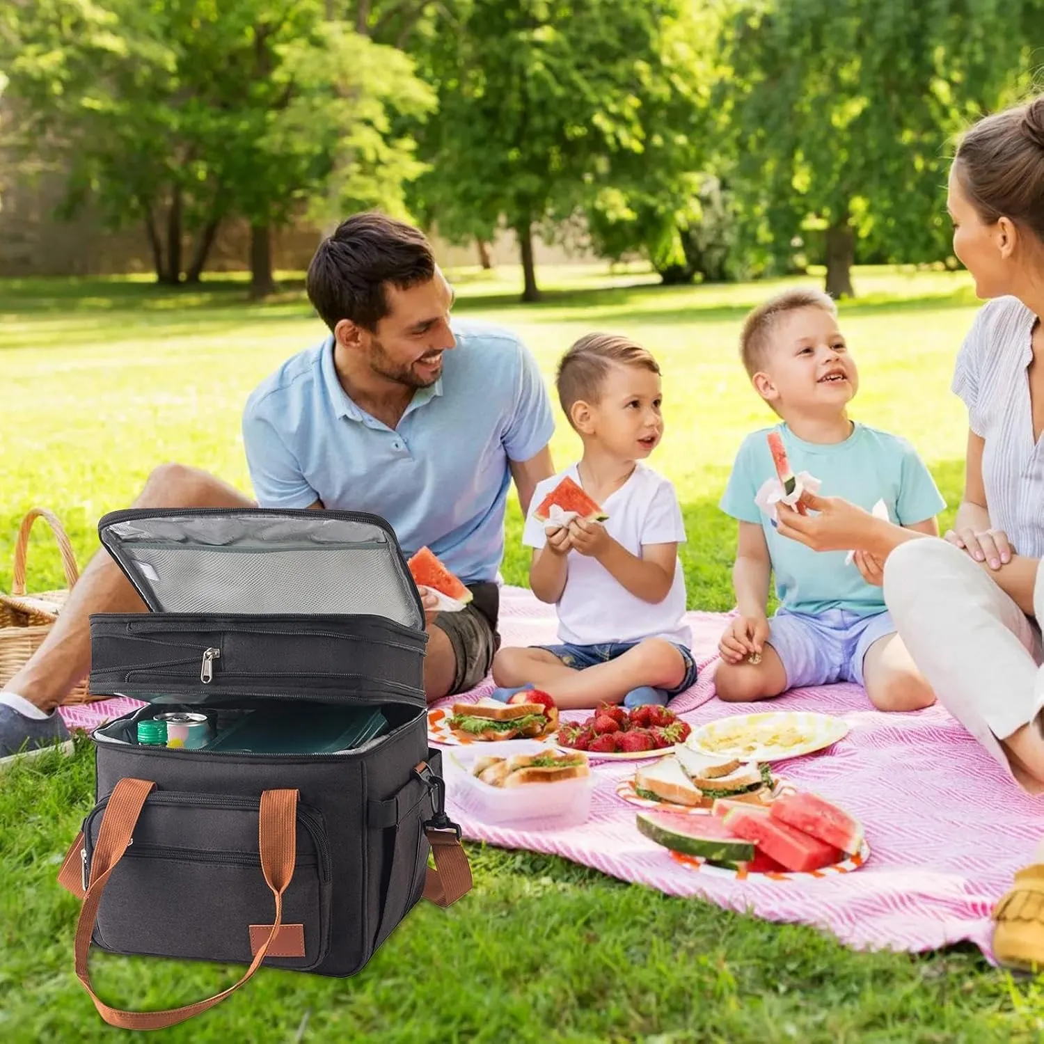 Insulated Cooler,Portable Lunch Cooler | Insulated Soft Cooler Large Foldable Cooler Bag, Lunch Coolers for Picnic, Beach, Work, Trip, 18L