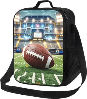 Insulated Lunch Bag American Football Field and Ball Lunch Box for Women Men Reusable Lunch Tote Bag for Work Picnic Travel