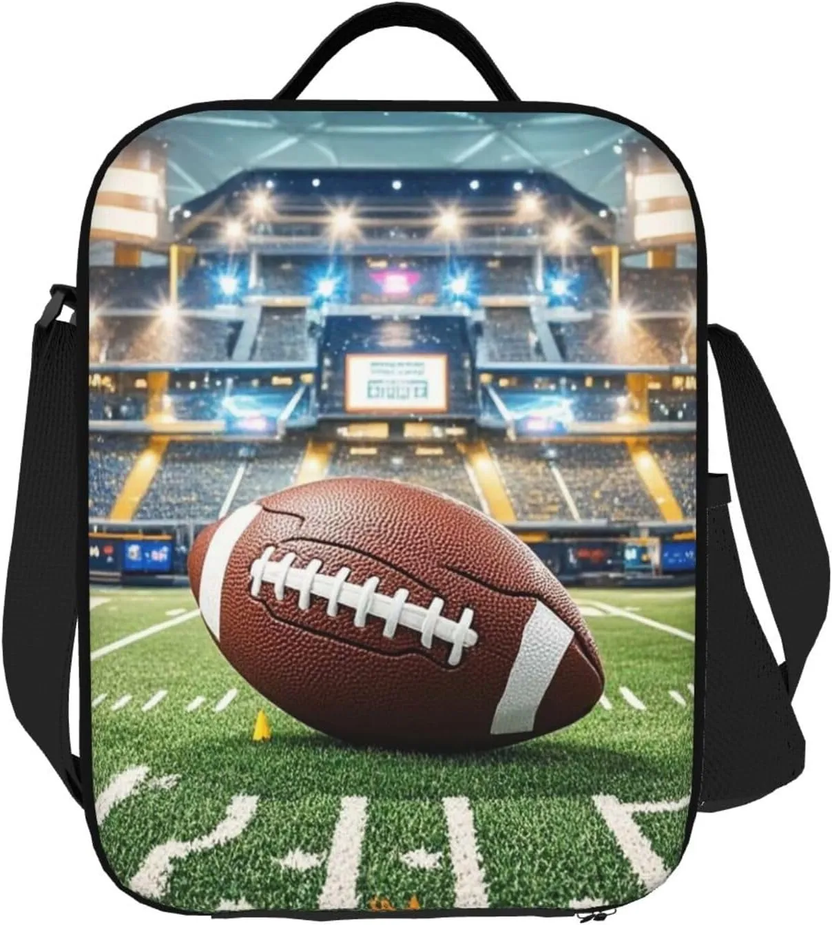 Insulated Lunch Bag American Football Field and Ball Lunch Box for Women Men Reusable Lunch Tote Bag for Work Picnic Travel