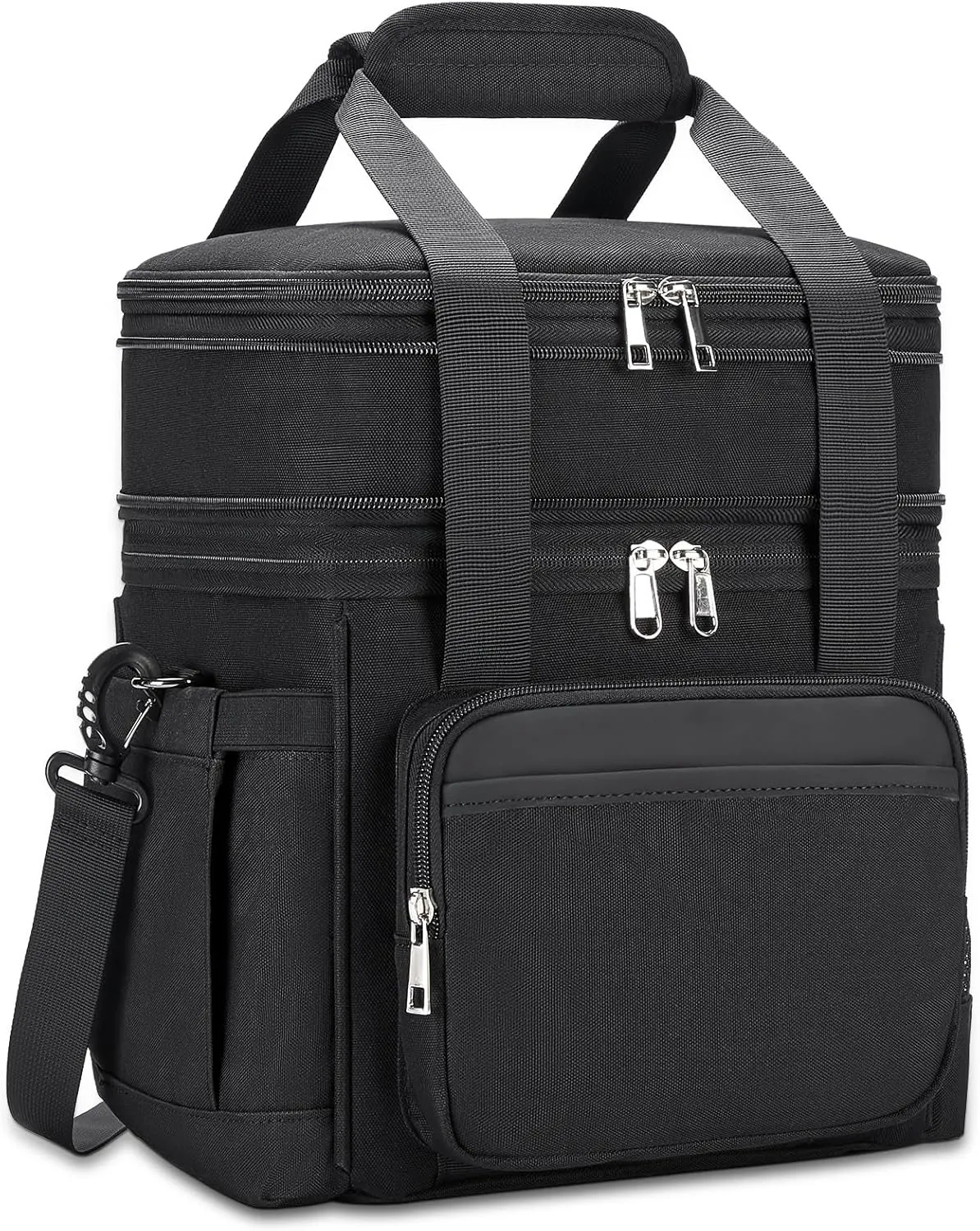 Insulated Lunch Bag & Lunch Box for Men - Double Deck Reusable Lunch Bag for Women Tote Cooler Bag Leakproof Soft Expandable - Large Lunchbox for Work/Adult/Picnic/Outdoor(Black，15L)