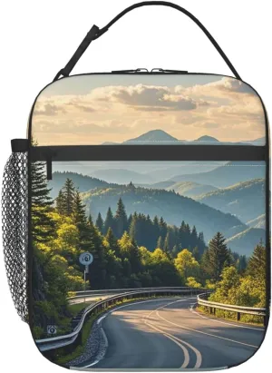 Insulated Lunch Bag Blue Ridge Parkway Mountains Lunch Box for Women Men Lunch Tote Bag for Work Picnic Travel