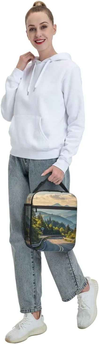 Insulated Lunch Bag Blue Ridge Parkway Mountains Lunch Box for Women Men Lunch Tote Bag for Work Picnic Travel